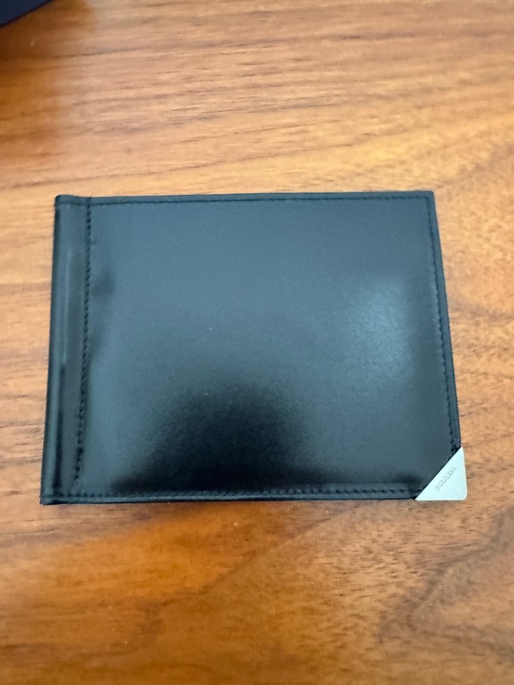 Prada Mens Black Leather Bifold Wallet New in Box