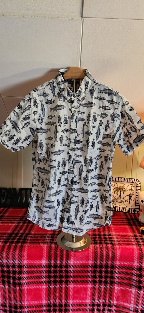 Eddie Bauer Men's M Size Fish Print Polo Shirt