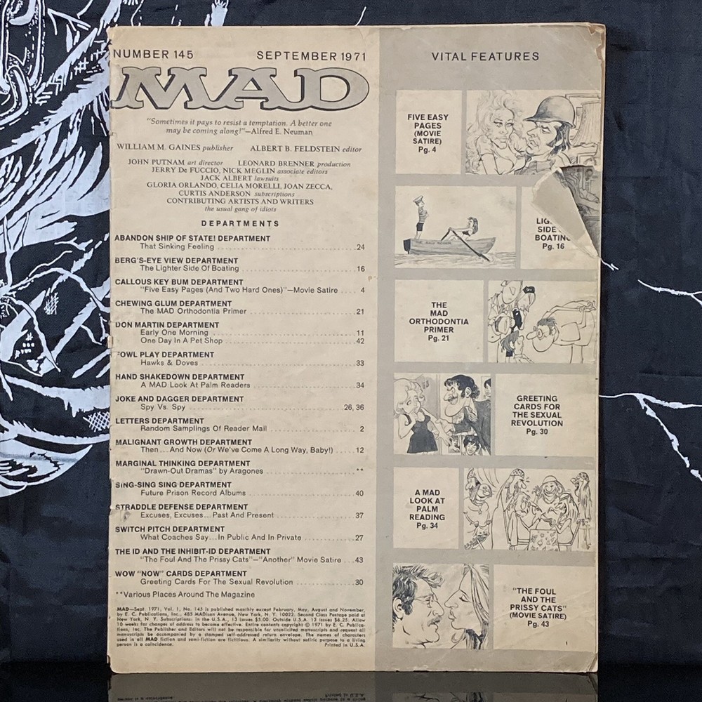Vintage MAD Magazine September 1971 No 145 (Comic Only No Cover)