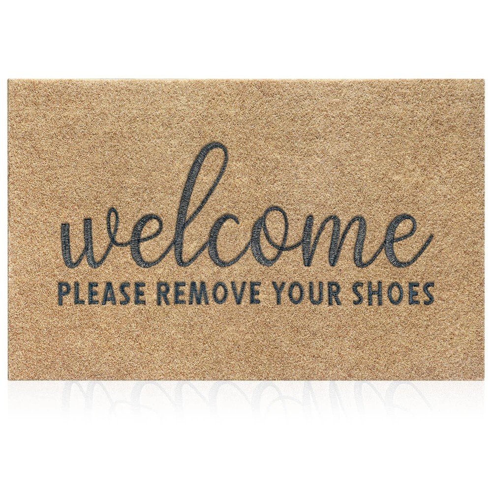 Non-Slip Welcome Mat Please Remove Shoes Large 36x24 Easy Clean Doormat