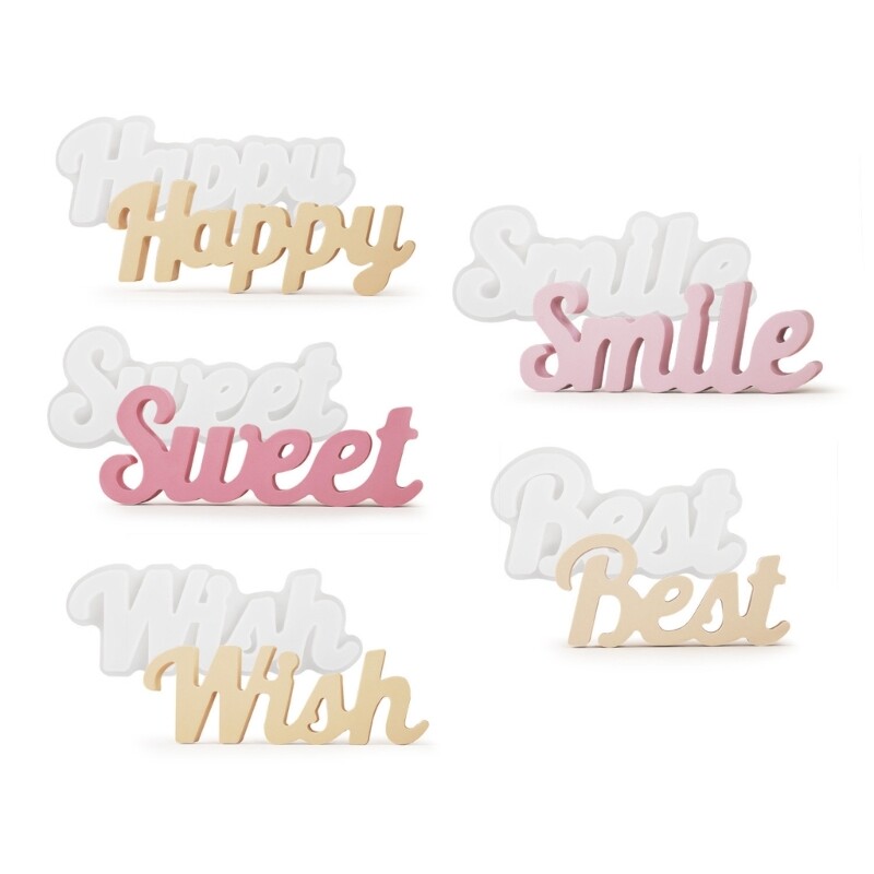 5Pcs Blessing Words Resin Letter Silicone Molds for DIY Crafts