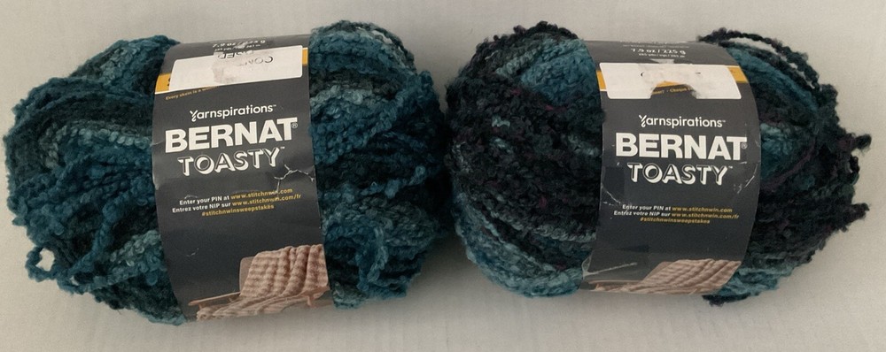 Bernat Toasty Yarnspirations Yarn, Lot Of 2, Ocean Blue