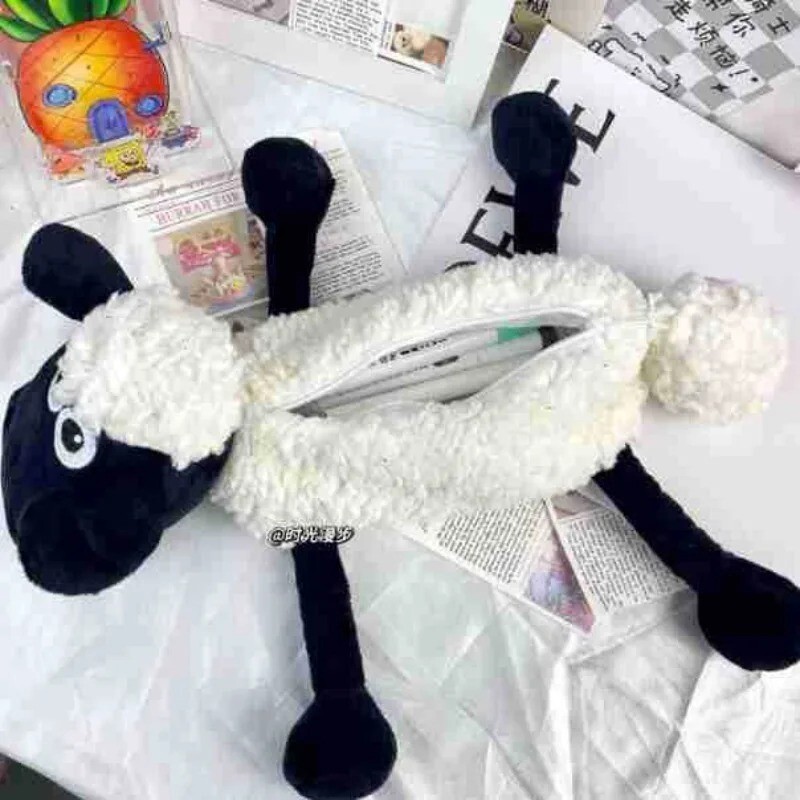 Shaun the Sheep Plush Pencil Case Bag - Cute Soft Toy School Supply Organizer