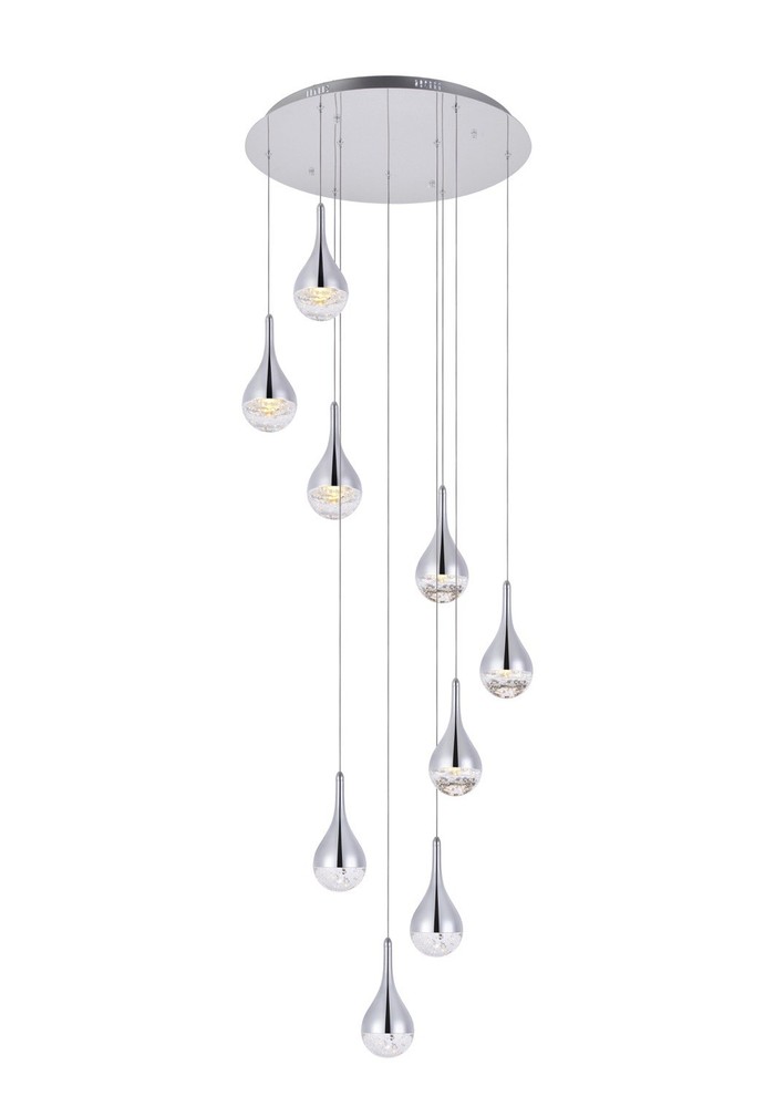 Elegant Chrome Amherst 24 Inch LED Chandelier Ceiling Light 3809D24C