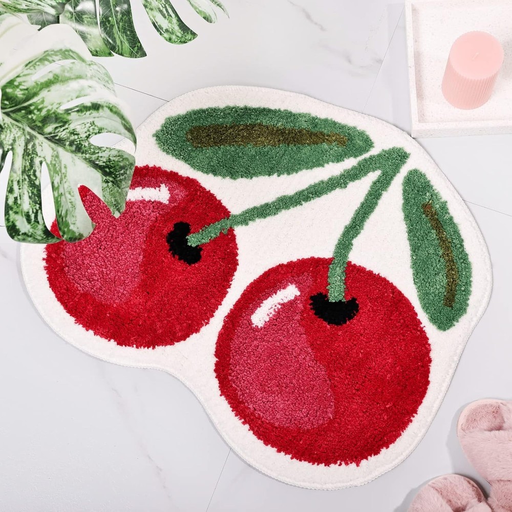 FROZZUR Cherry Bath Mat Cute Bathroom Rugs for Living Room and Medium,