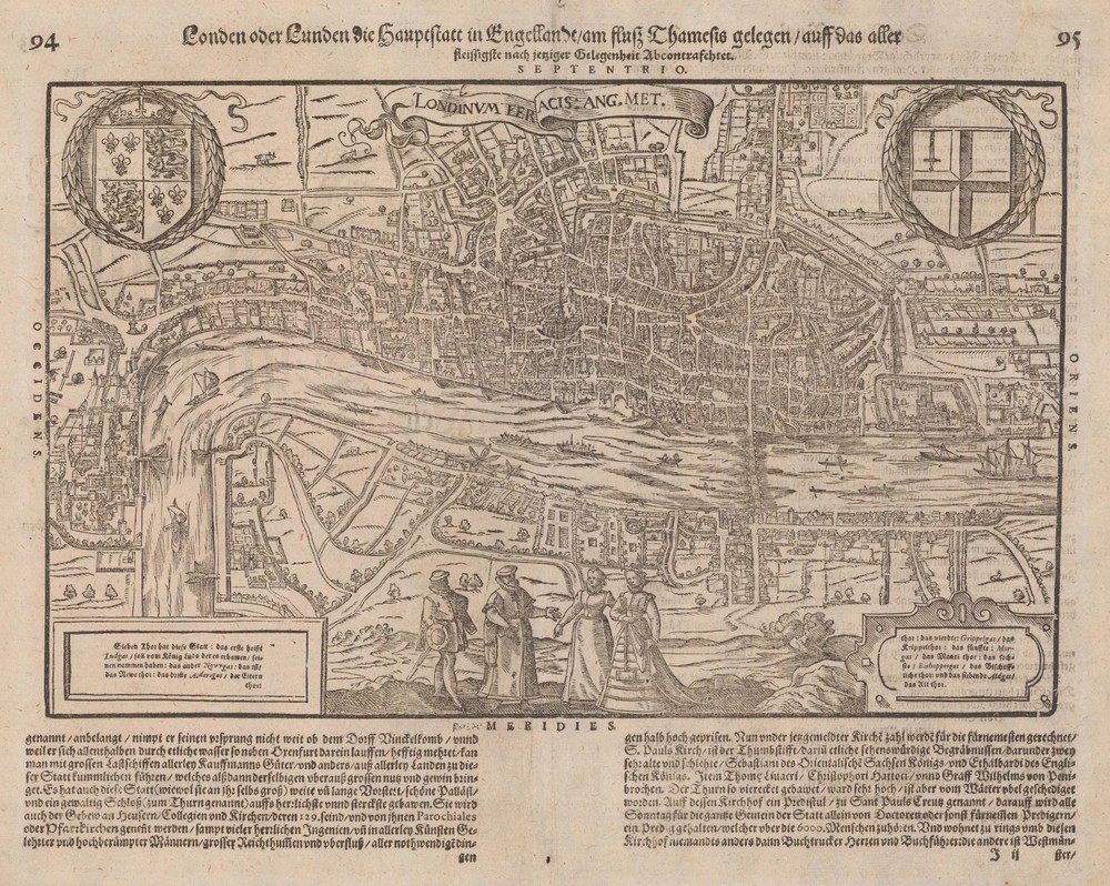 Map Of Elizabethan London 1598 Vintage Historic Map Poster Print