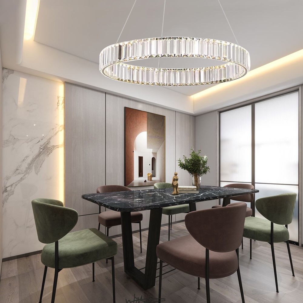 LED Crystal Chandelier Ring Pendant Lamp Ceiling Light Hanging Light