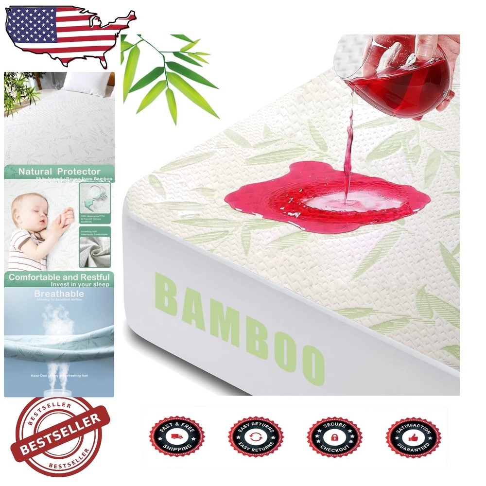 Elegant Waterproof Full Size Mattress Protector - Breathable & Machine Washable