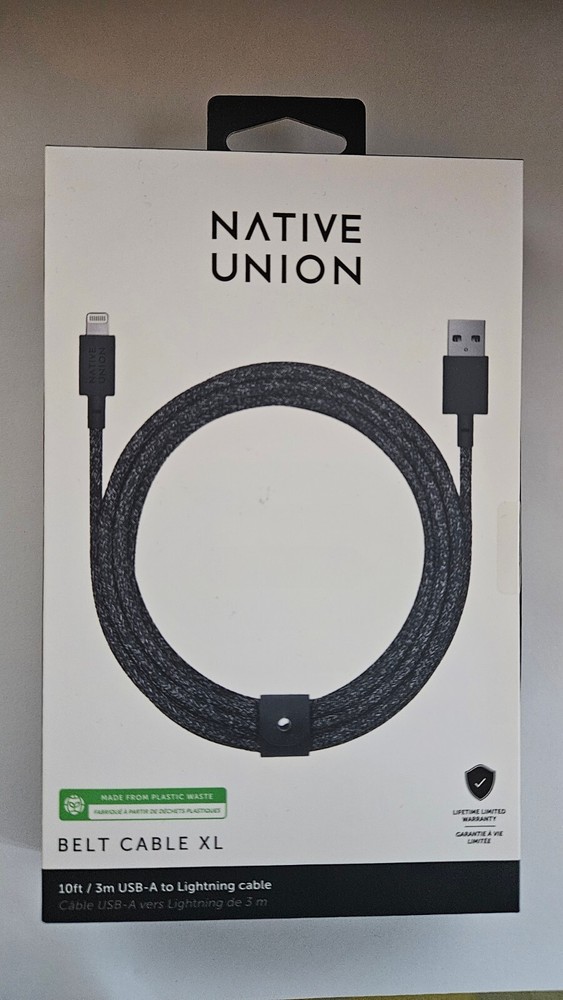 Native Union Belt Cable XL 10ft USB-A to Lightning [MFI certified] Ultra Strong