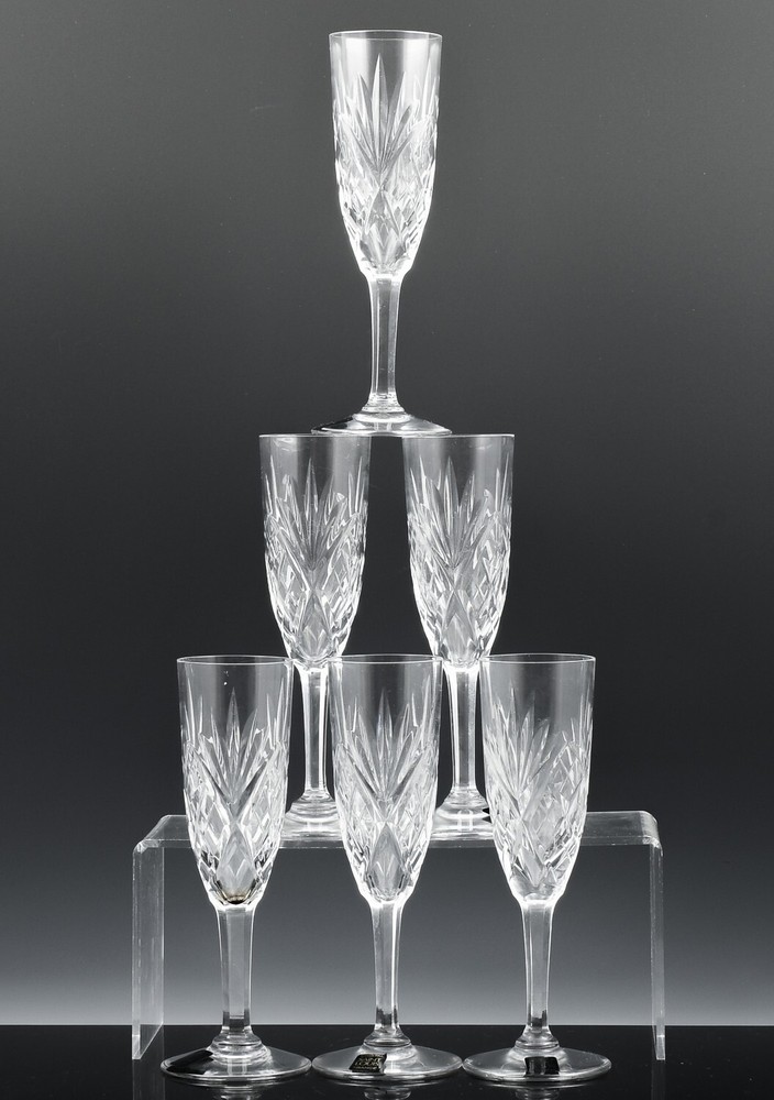 Vintage 1950s St Louis Chantilly Crystal Fluted Champagne Flute Glass