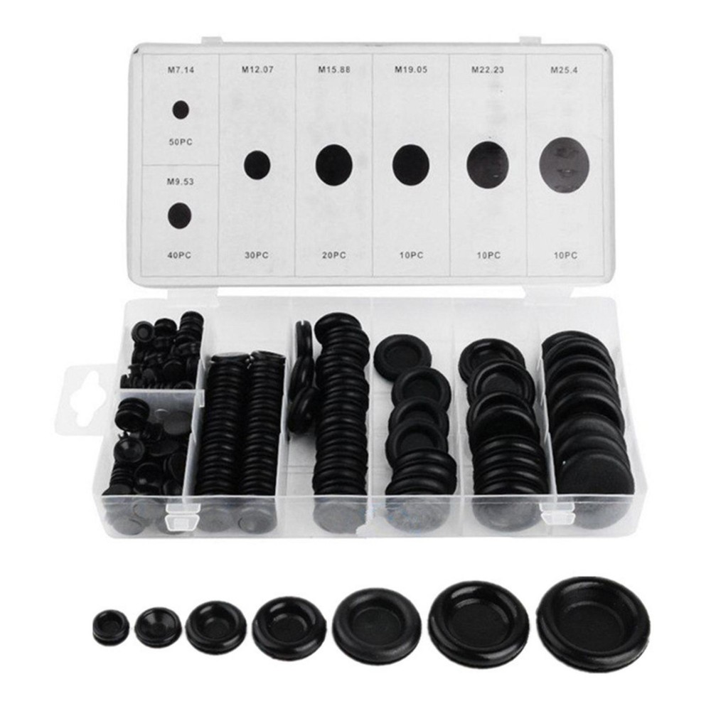 170pcs 7-Size Assorted Rubber Washer Firewall Hole Plug Eyelet Gasket Seal Ring