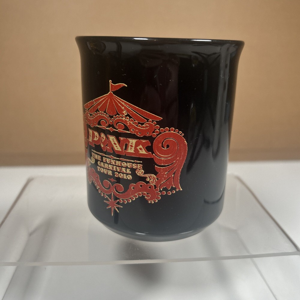 Rare Black 2010 Pink Funhouse Carnival Tour Mug Collectible Music Merchandise
