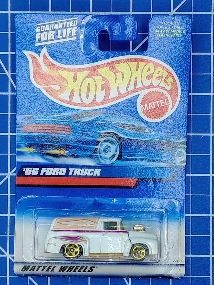 Hot Wheels '56 Ford Truck #171 Pearl White 27137 Gold 5 Spoke Wheels MOC 2000