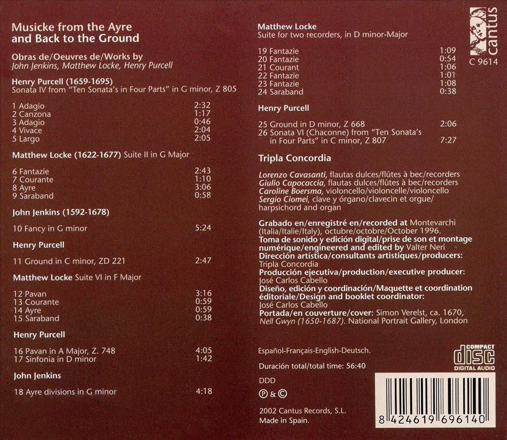 TRIPLA CONCORDIA MUSICKE FROM THE AYRE NEW CD
