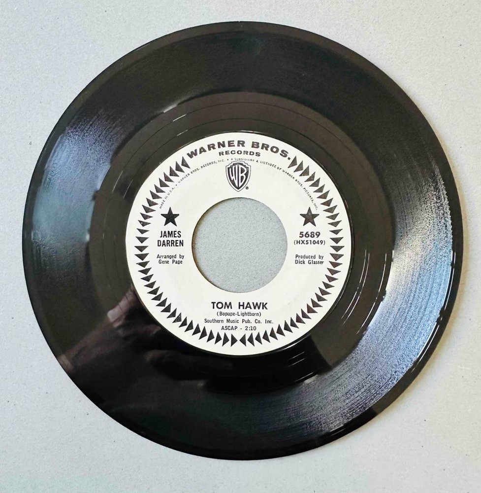 Soul Popcorn 45 James Darren - Tom Hawk/I Want To Be Lonely * WB Promo