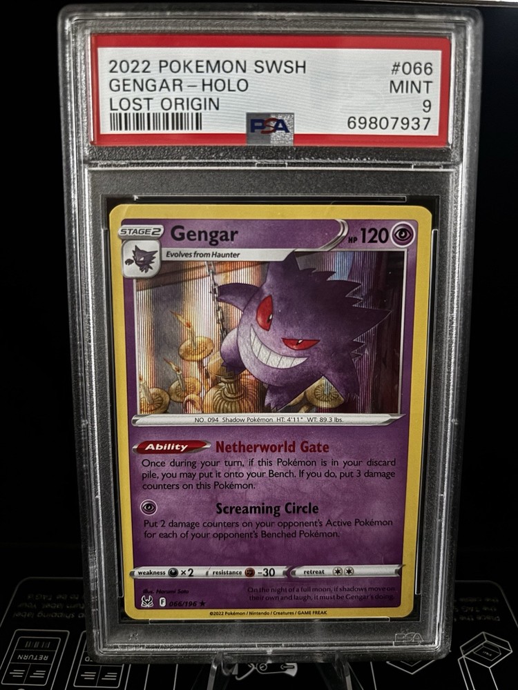 2022 Pokemon Sword & Shield Lost Origin Gengar Holo PSA 9 #066/196