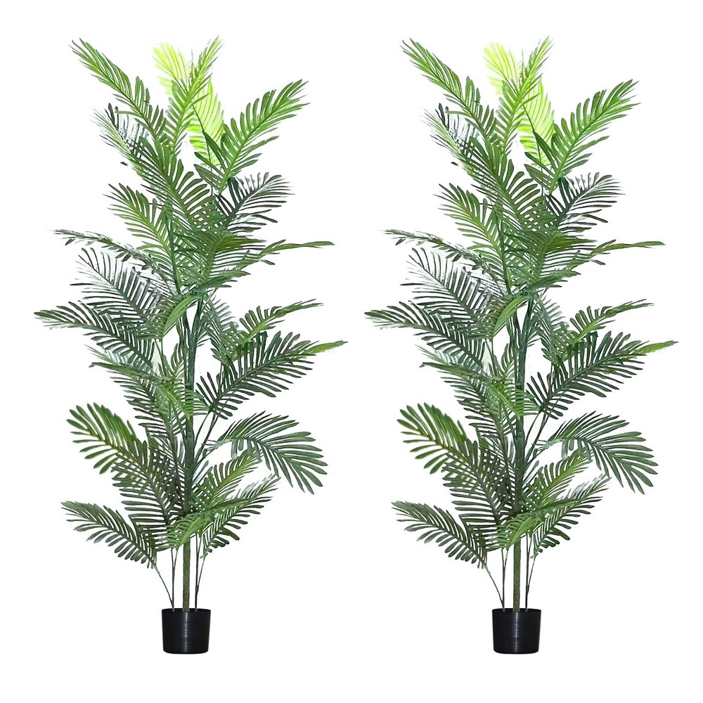 6ft Artificial Palm Tree Set of 2 Indoor Fake Plants for Living Room Decor