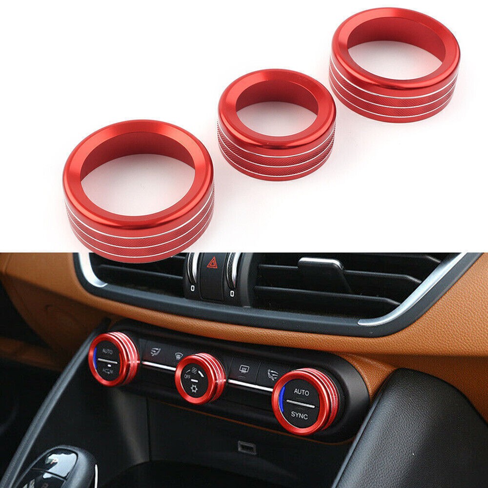 Console AC Switch Knob Ring Trim Fit Alfa Romeo Giulia Stelvio 2017-2020 Red US