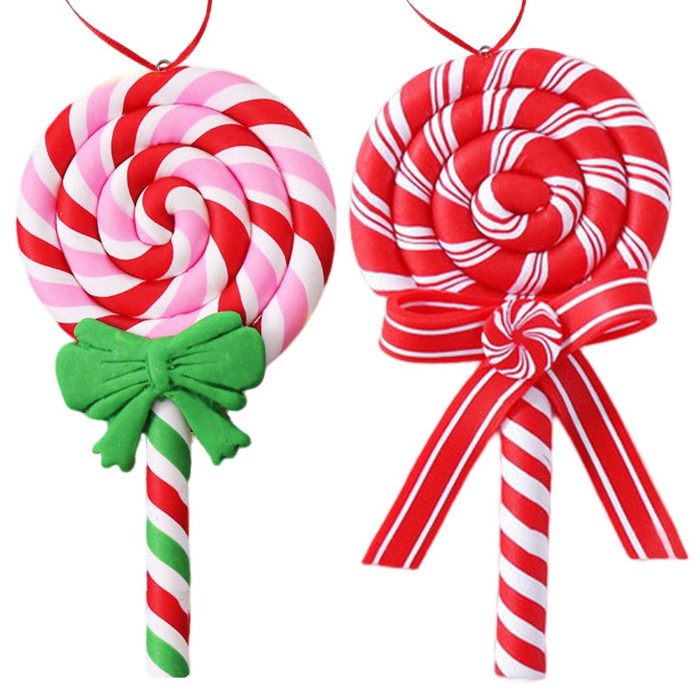 Colorful Sugar-Coated Lollipop Swirl Christmas Tree Ornaments 1-5PCS