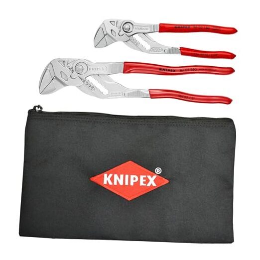 2 Pc Pliers w/ Keeper Pouch, Red Wrench Set