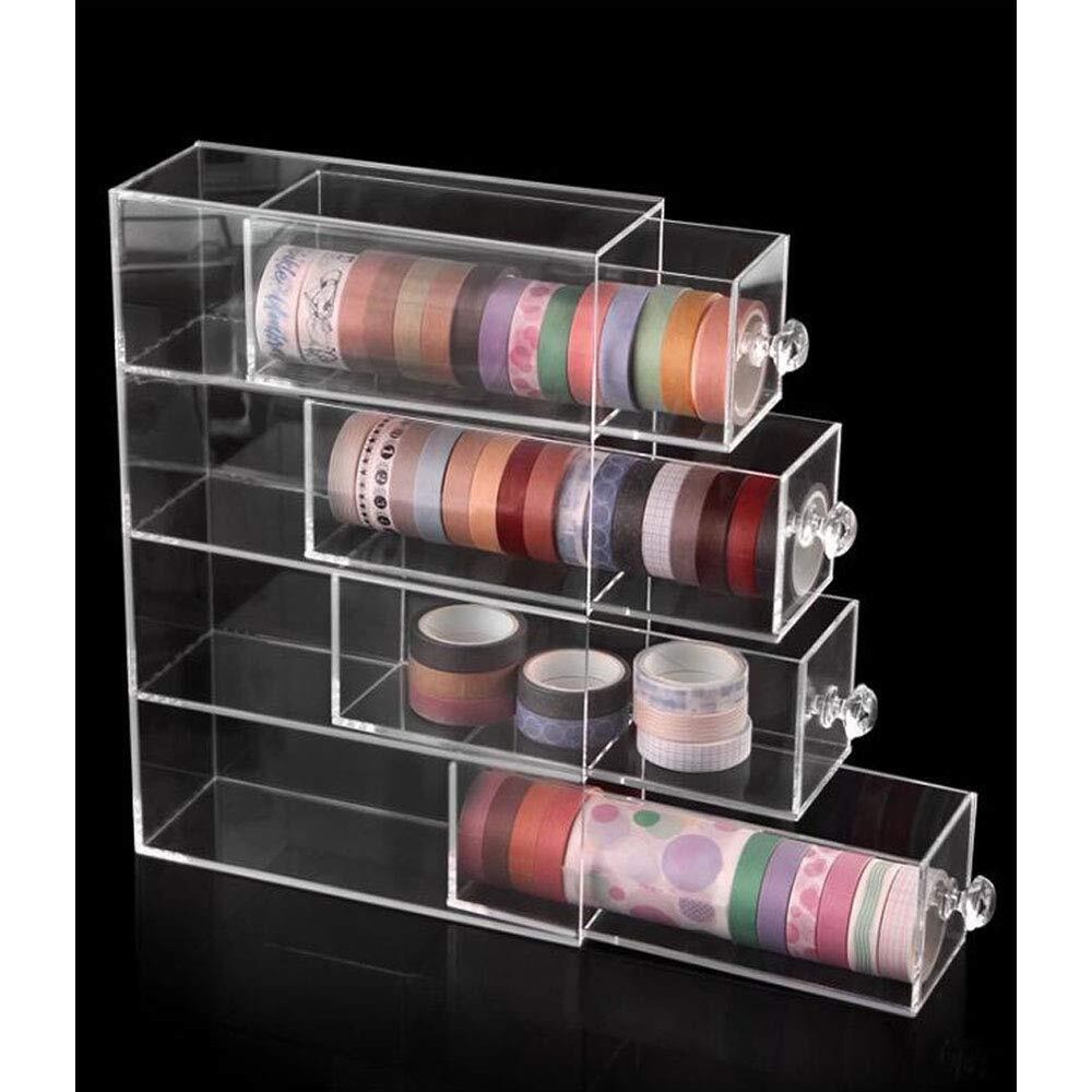 4 Drawers Clear Washi Tape Box Organizer Storage,Divider Closet Container,Hol...
