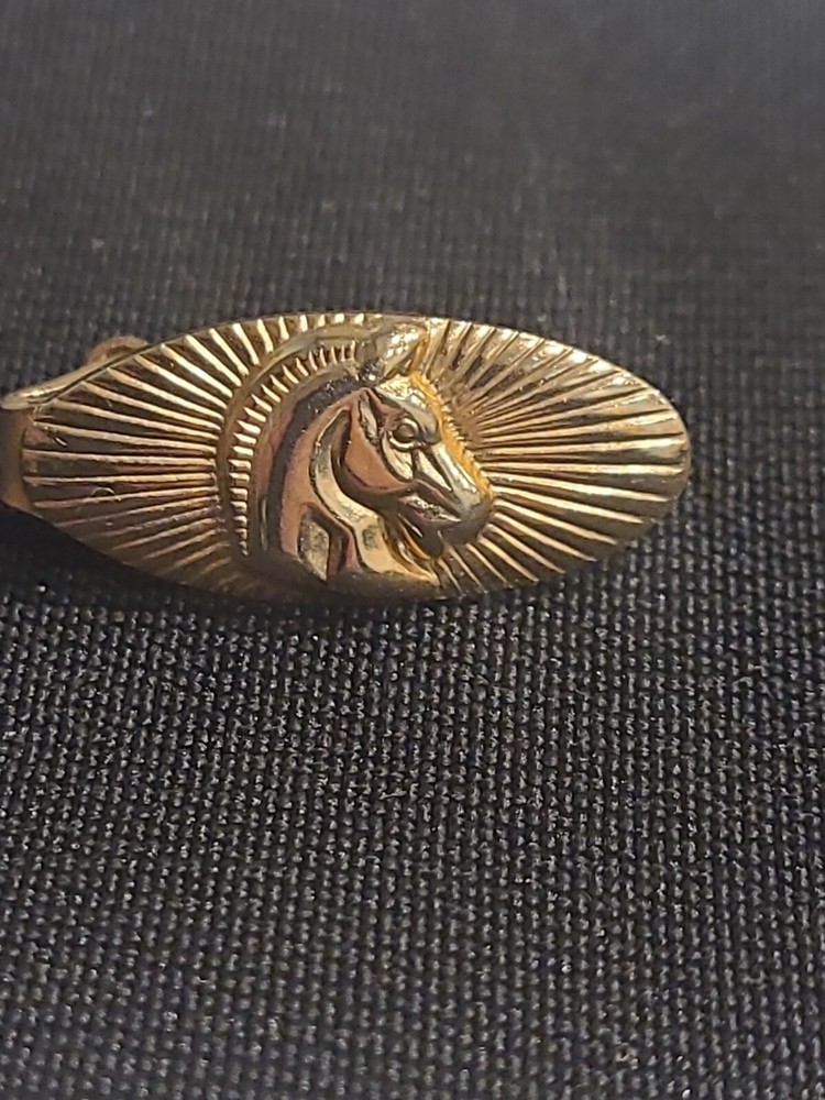 Horse Men's Tie Tack Vintage Clasp Oval Gold Tone 1