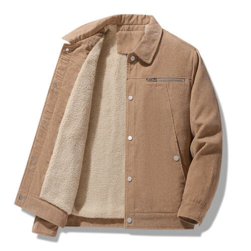Men's Retro Corduroy Sherpa-Lined Trucker Jacket for Winter Warmth