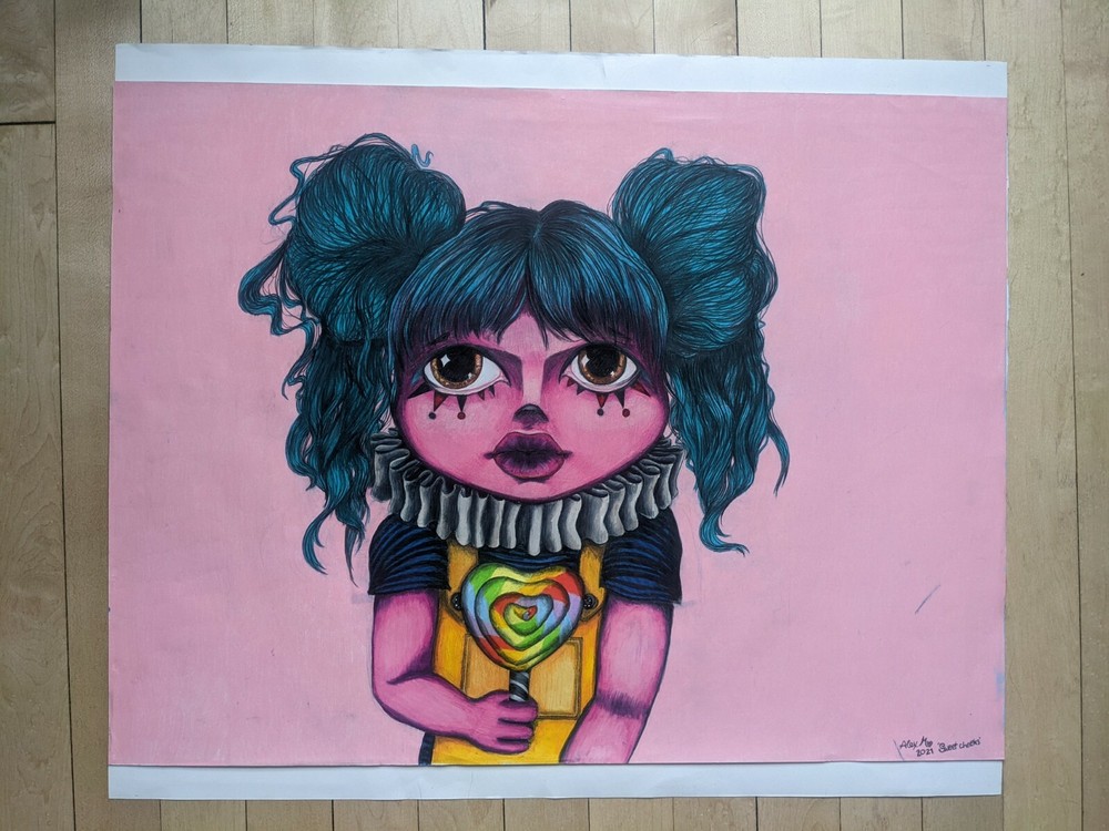 Original artist hand-drawn colored pencil artwork