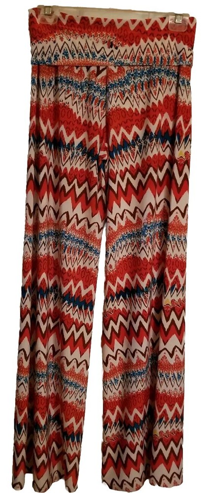 Super Line Multi Color Palazzo Wide Leg Pants. SizeS High Rise Stretch. EUC