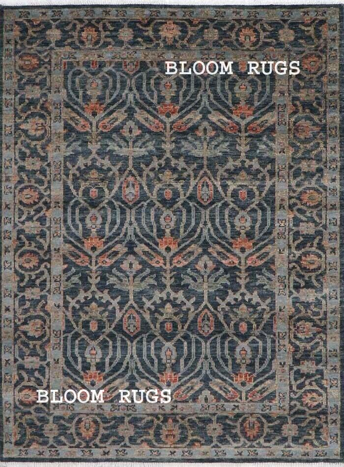 Handmade 8x10 Contemporary Navy-Blue Oushak Oriental Rug | Customizable Carpet