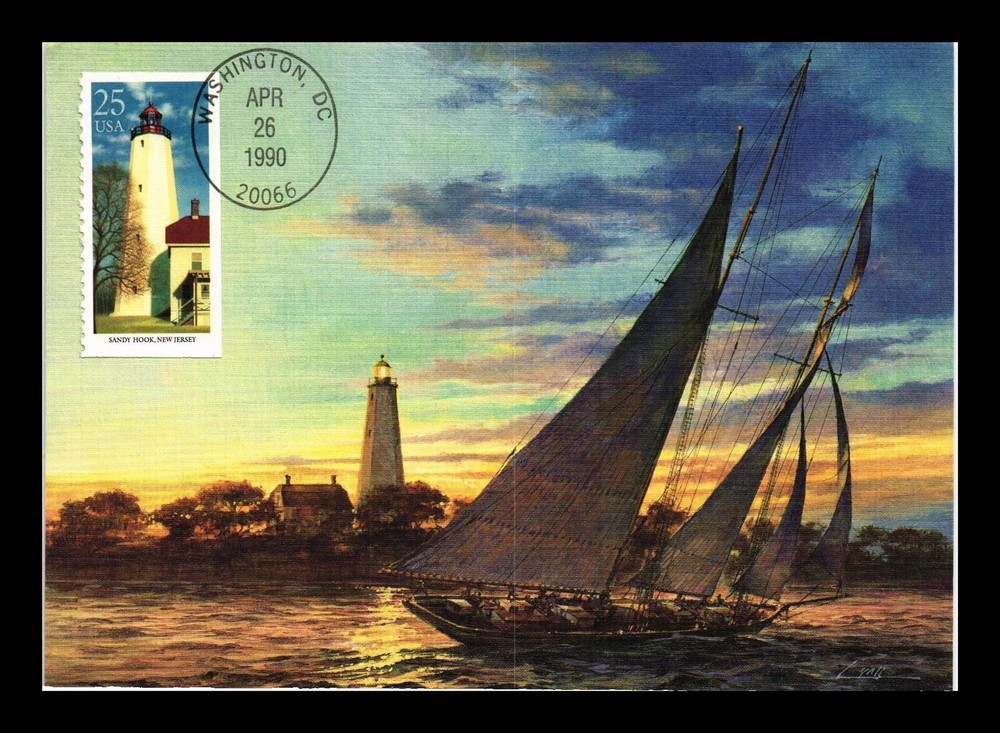 DR JIM STAMPS US MAXIMUM CARD SANDY HOOK NEW JERSEY LIGHTHOUSE FIRST DAY ISSUE