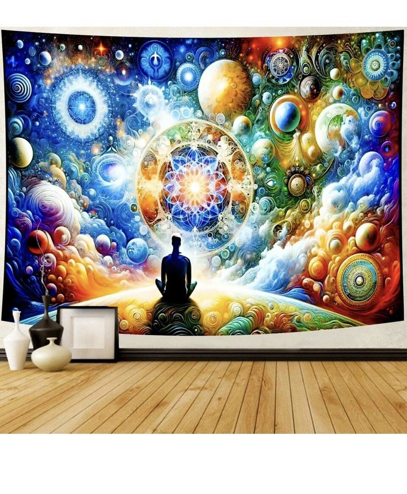 Delur Time Travel Tapestry Galaxy Meditation Bedroom Home Decor (51.2