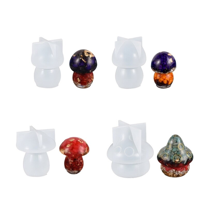 4Pcs Cute Mushroom Silicone Molds for Epoxy Resin Casting Crafts