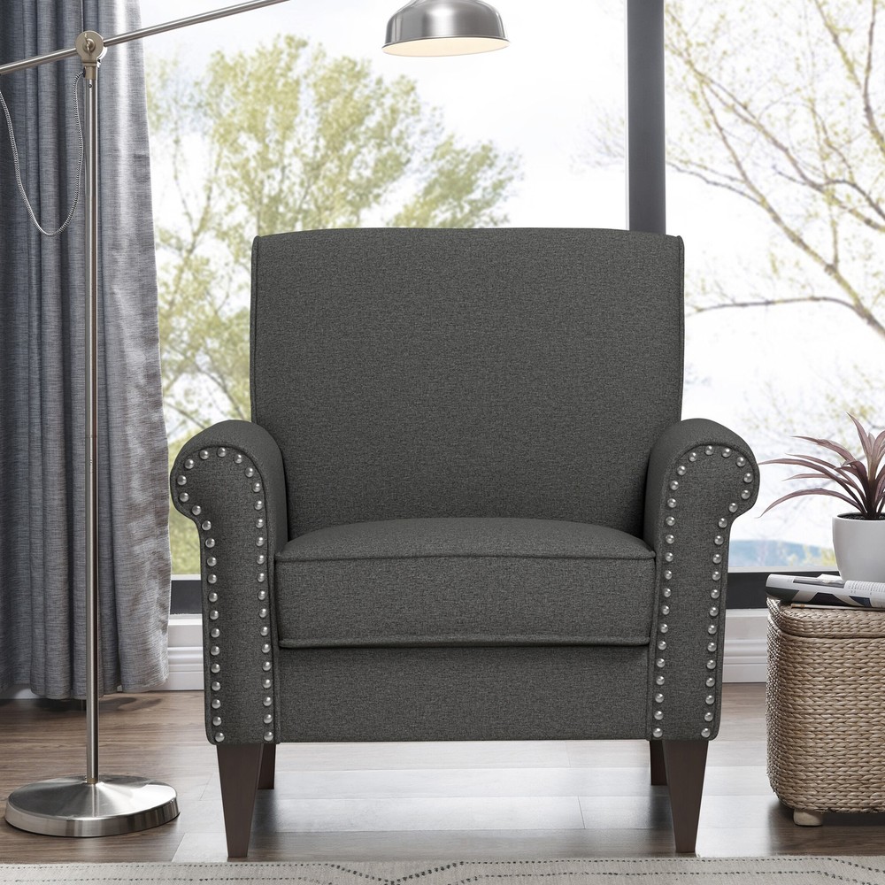 Copper Grove Herve Arm Chair Charcoal Grey Transitional Traditional Style