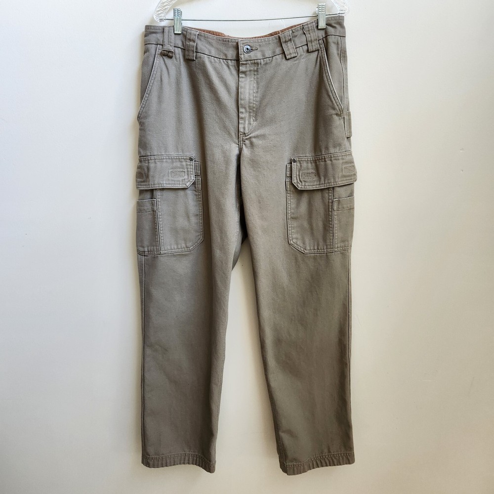 Duluth Trading Co Pants Men's 36x34 Cargo Oyster Straight Leg Canvas Workwear