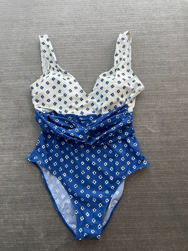 Summersalt Twist Backflip One Piece Swim Suit Women 12 Block Print Padded