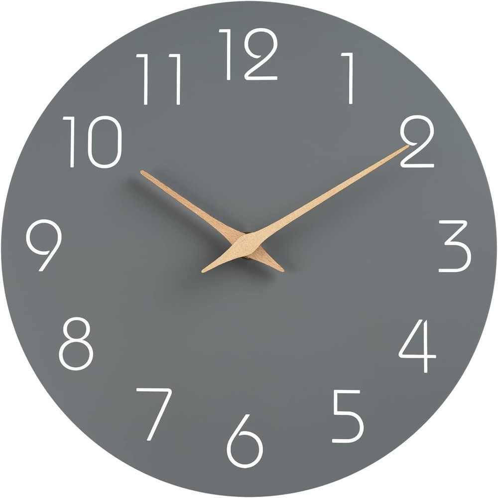10 Inch Modern Silent Quartz Wall Clock Dark Grey Indoor Outdoor