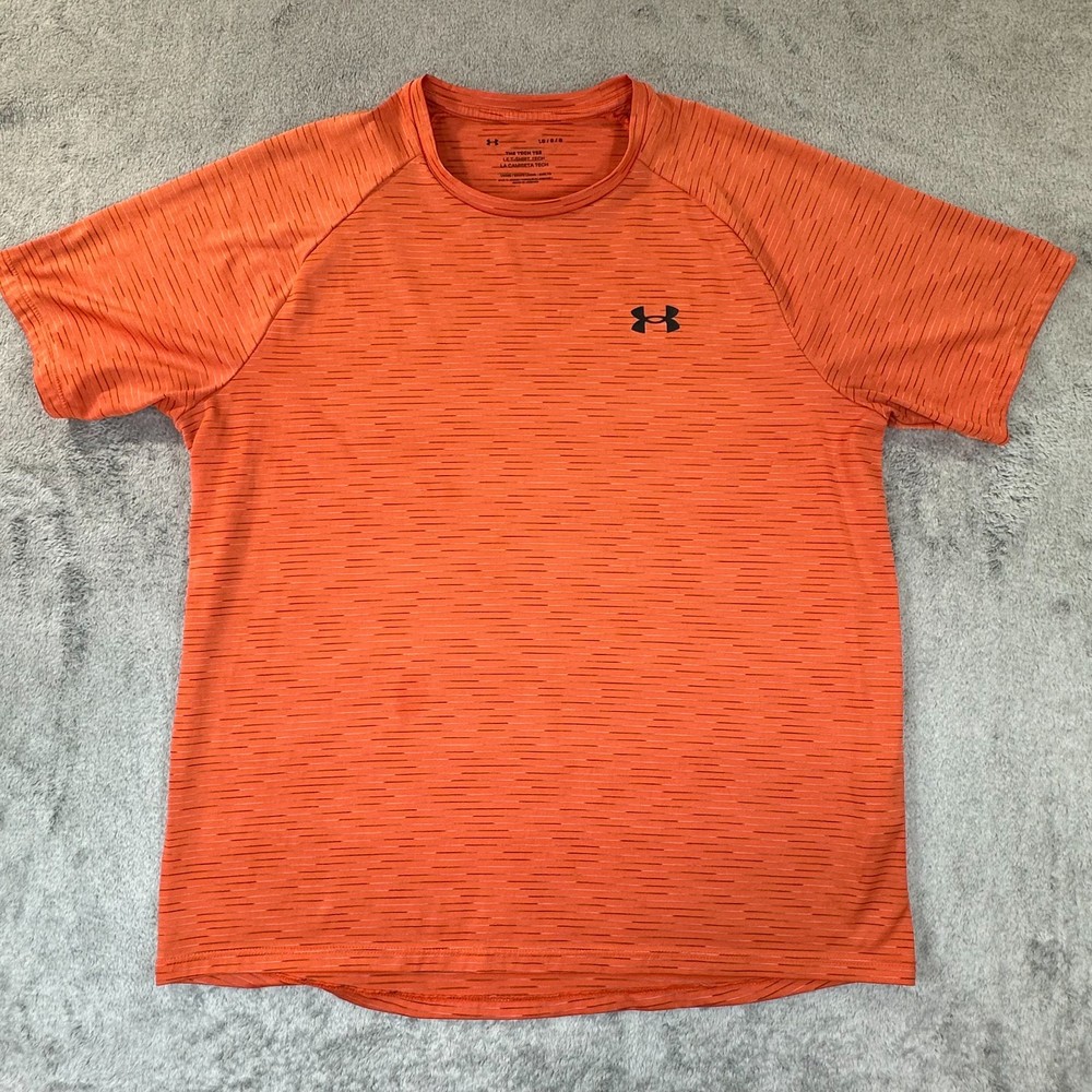 Under Armour Men’s Tech Tee Orange Loose Fit Athletic Training Shirt Size L