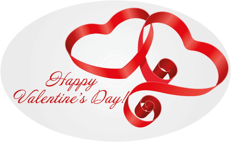 Happy Valentine's Day Red Hearts Oval Car Bumper Sticker Decal