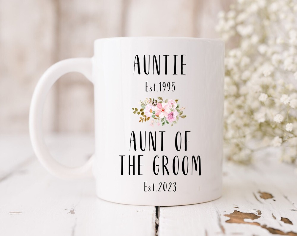 Auntie Of The Groom Reveal Coffee Mug Custom Wedding Announcement Promoted To