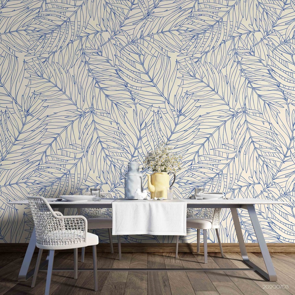 3D Hand-drawn Plants Leaves Pattern Wall Murals Wallpaper Murals Wall Sticker