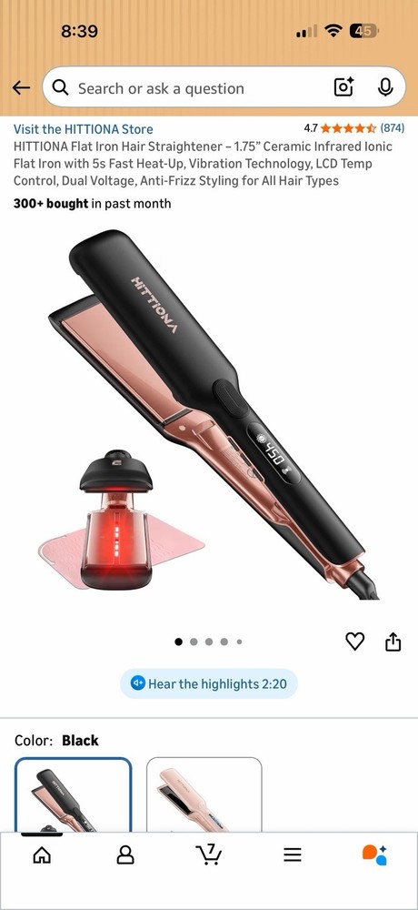 HITTIONA Flat Iron Hair Straightener 1.75” Ceramic Infrared Ionic Flat Iron New