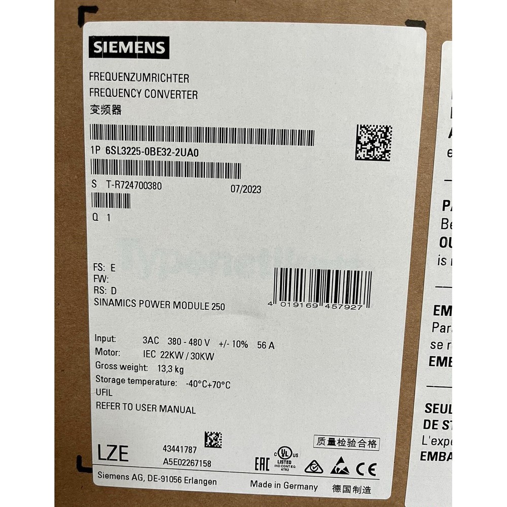 ONE NEW Siemens SINAMICS G120 6SL3225-0BE32-2UA0 Fast shipping with warranty