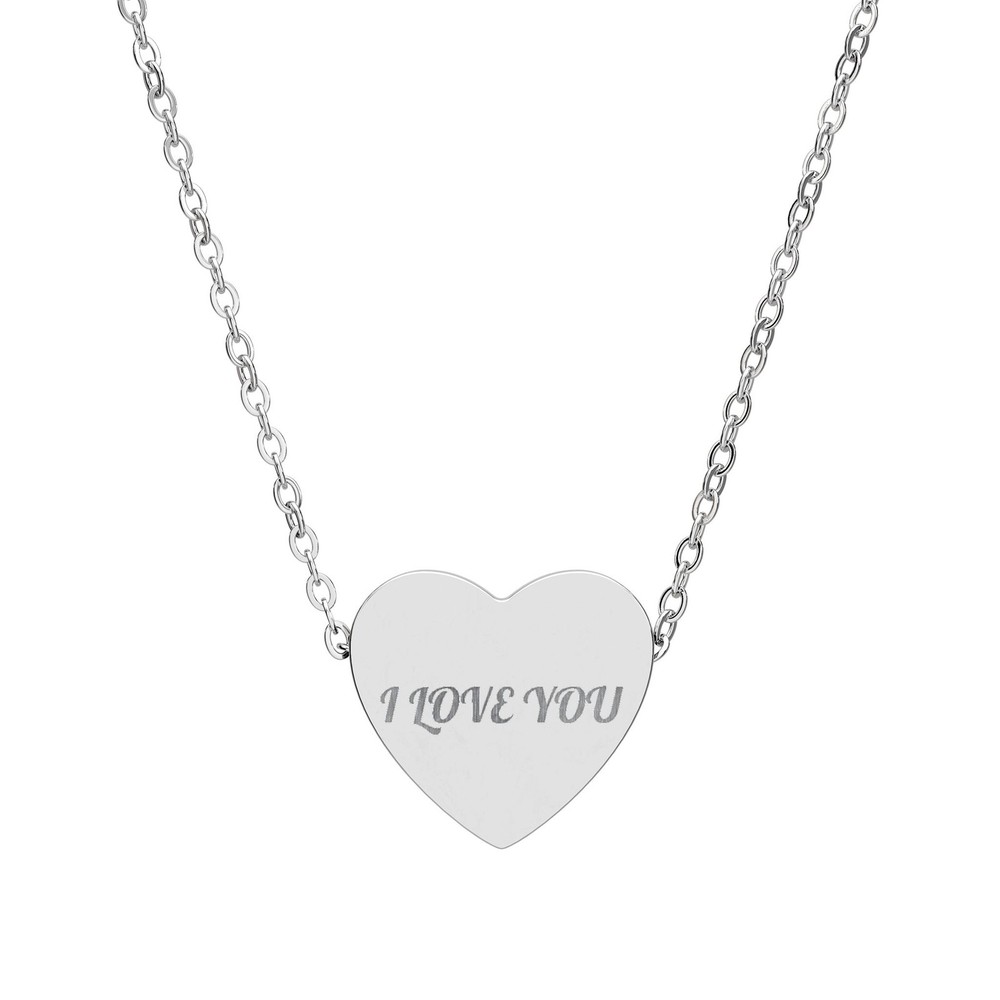 I Love You heart necklace | Engraved heart pendant