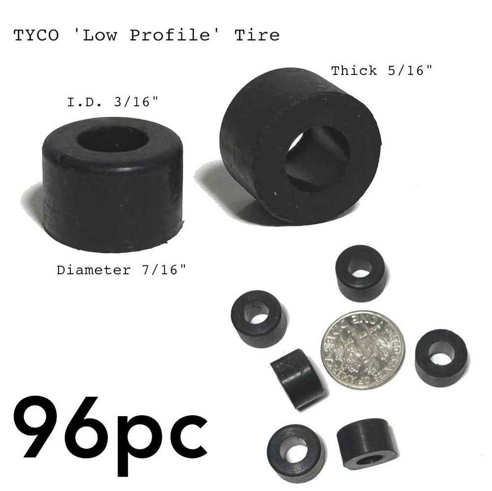 1995 OEM TYCO 440-X2 HO Slot Car Rear Silicone Tires 96% Orig Low Profile