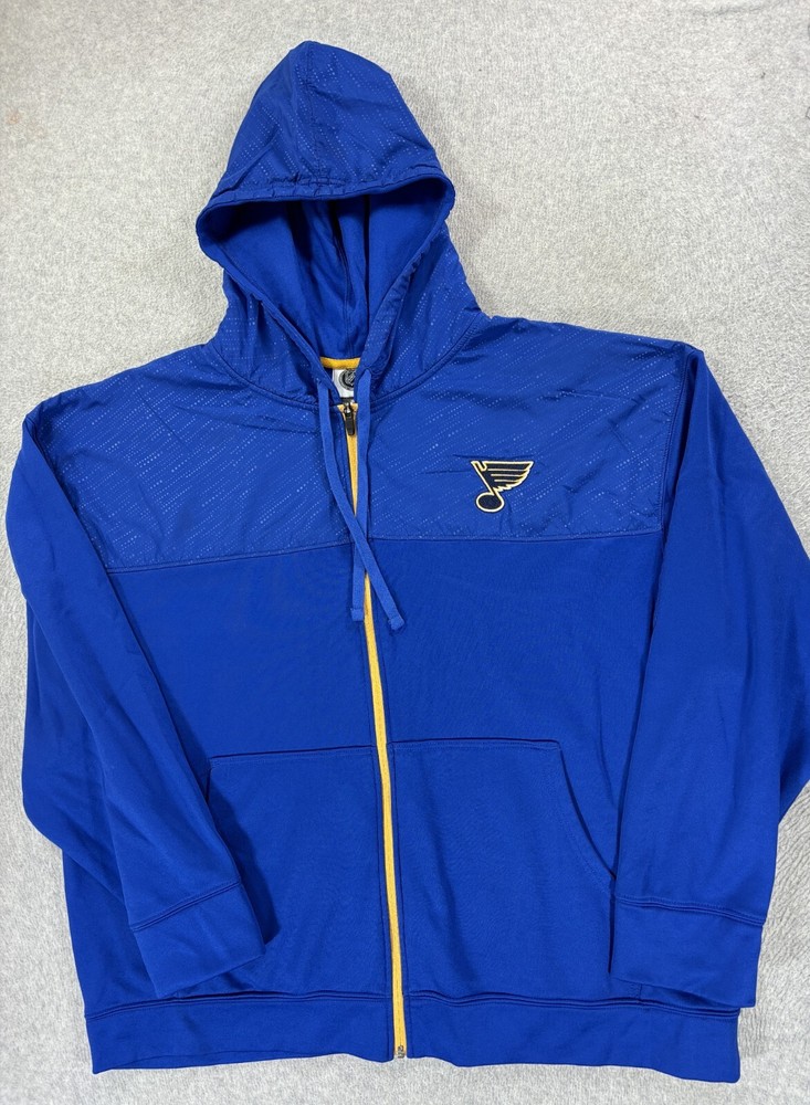 St Louis Blue NHL Stitched Logo Hockey Hoodie Jacket (Men's 2XL) Blue
