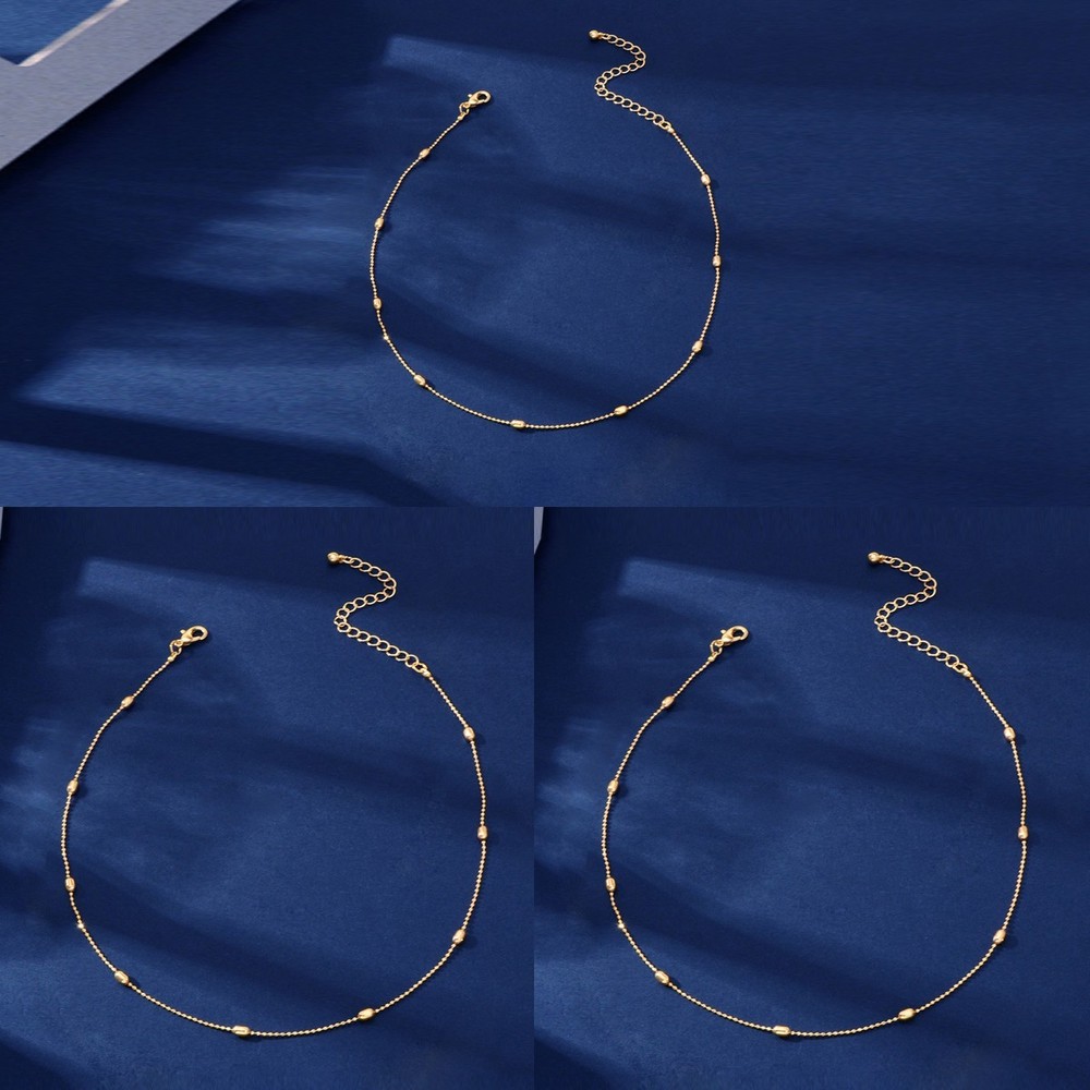 3 pcs Minimalist Jewellery Golden Beads Chain Collar Necklaces set Accessories