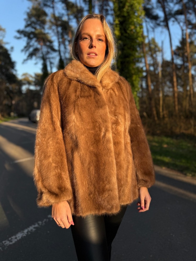Vintage Brown Mink Fur Jacket Medium Pastel Luxury Coat