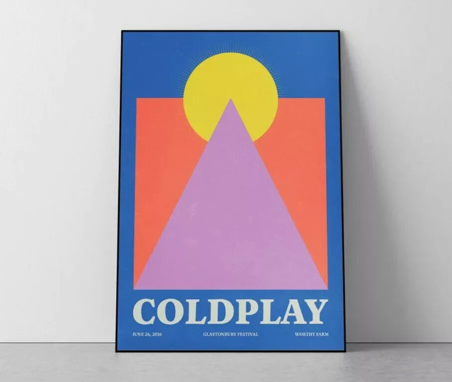 Coldplay Music Poster, Art Print, Vintage Gig, Concert