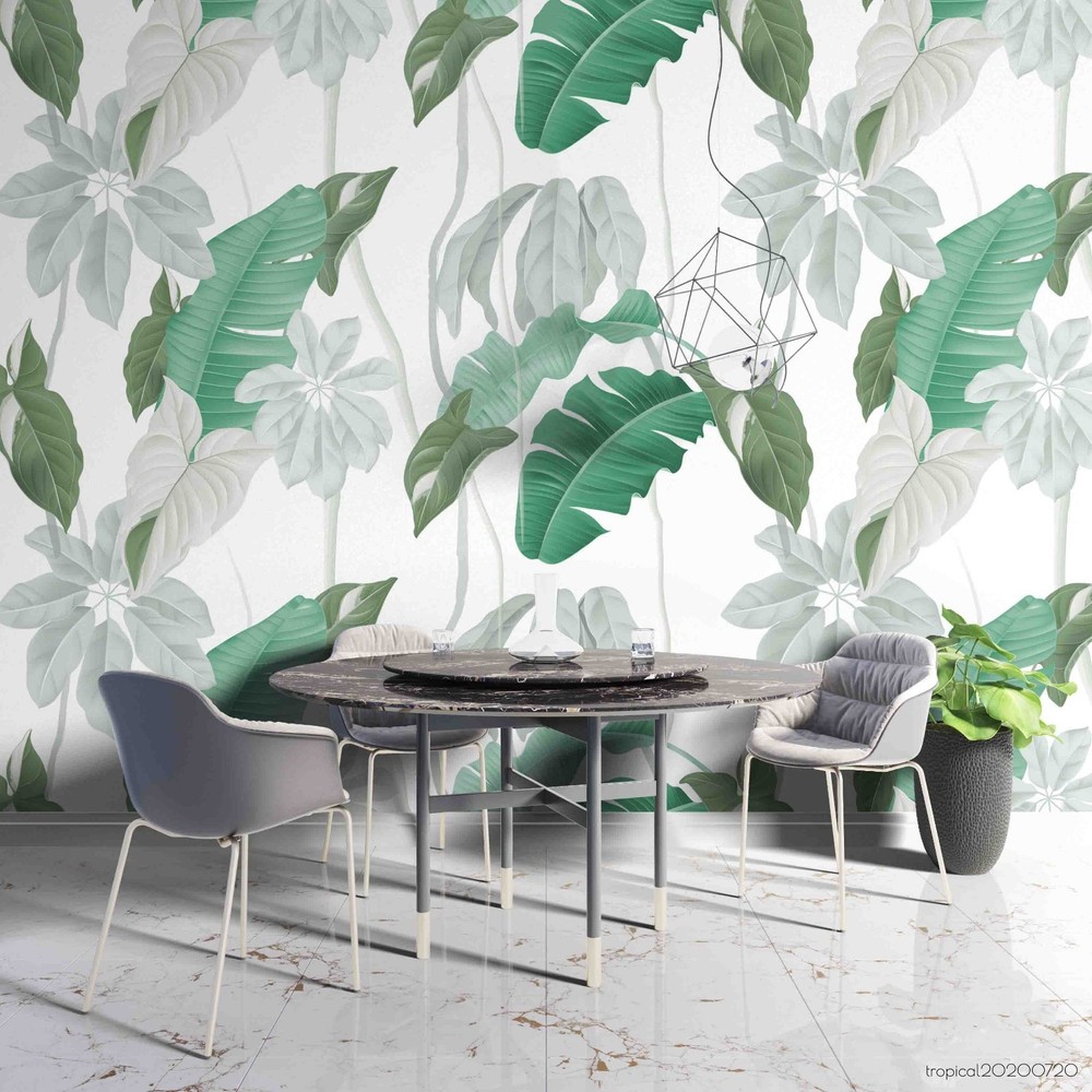 3D Tropical Leaves Plantation Pattern Wall Murals Wallpaper Murals Wall Sticker